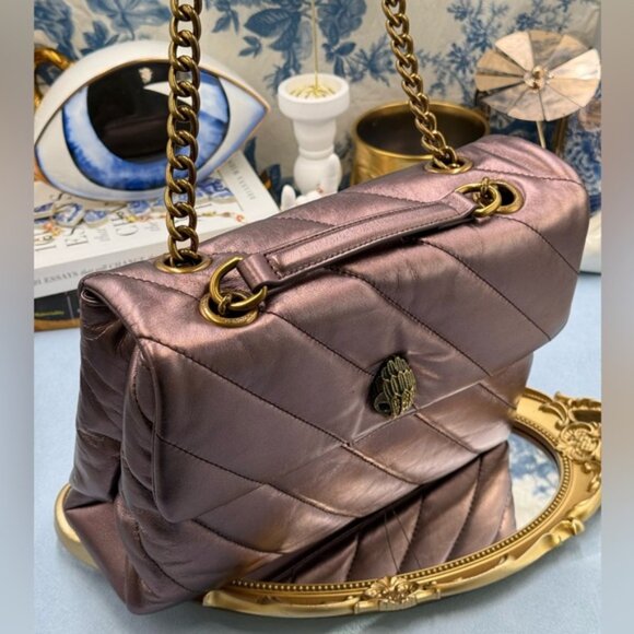 🆕 KURT GEIGER LONDON 🧿 NWOT Large Quilted Leather Soho Shoulder Bag, Metallic - Picture 8 of 15